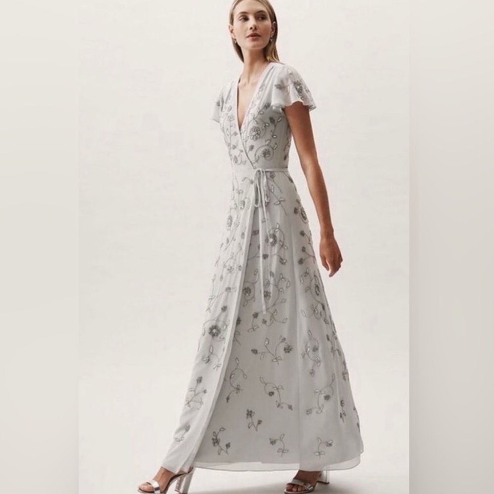 BHLDN (Anthropologie) Plymouth Wrap Dress Fog Size 6